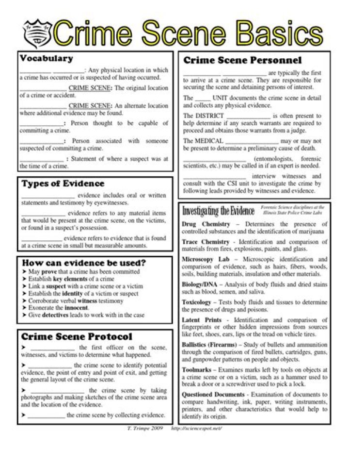 Free Crime Scene Worksheet PDF for Forensic Investigators