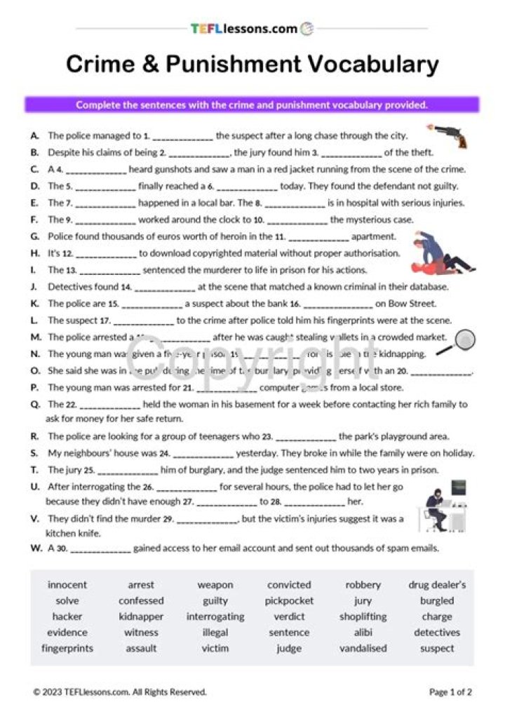 Crime Worksheets PDF: Essential For Schools & Law Enforcement Training