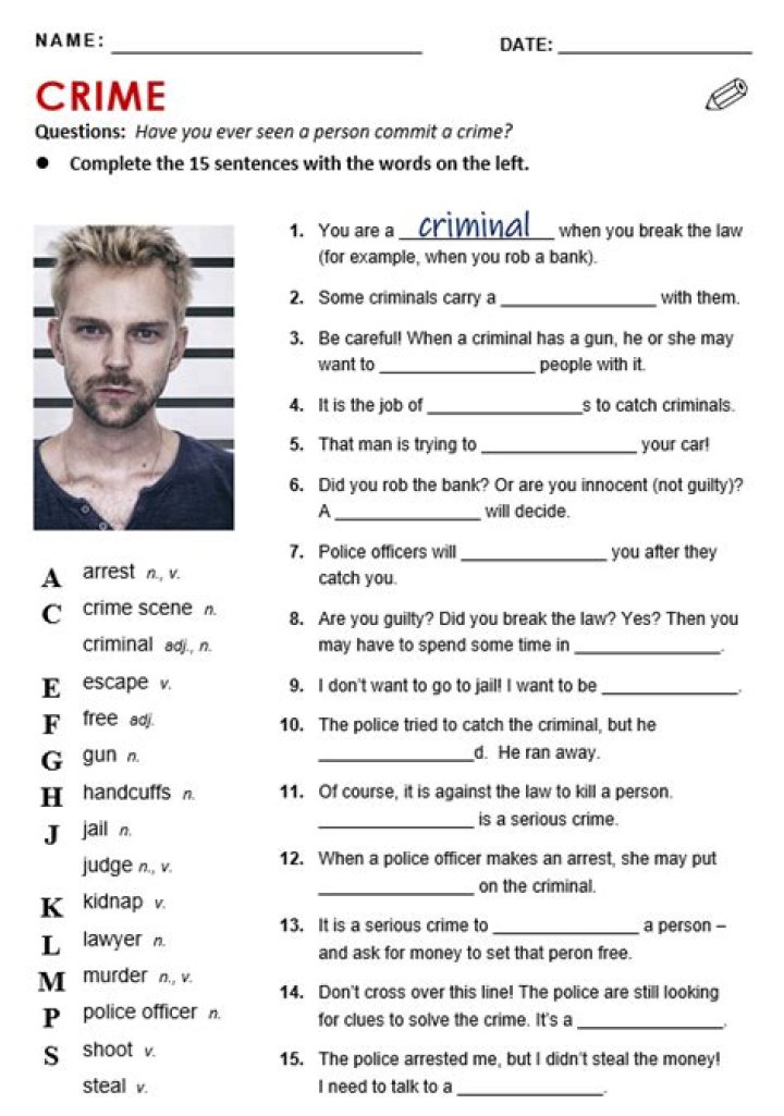 Criminal Law Worksheets for Students PDF – Free Study Resources