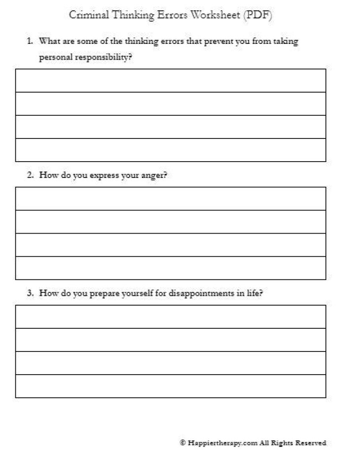 Identify Criminal Thinking Errors: Free PDF Worksheet