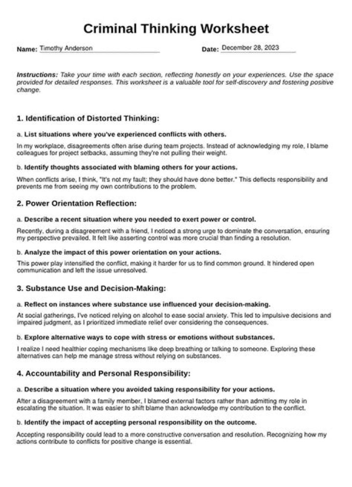 Criminal Thinking Patterns Worksheet PDF: Break Free from Criminal Thought Processes