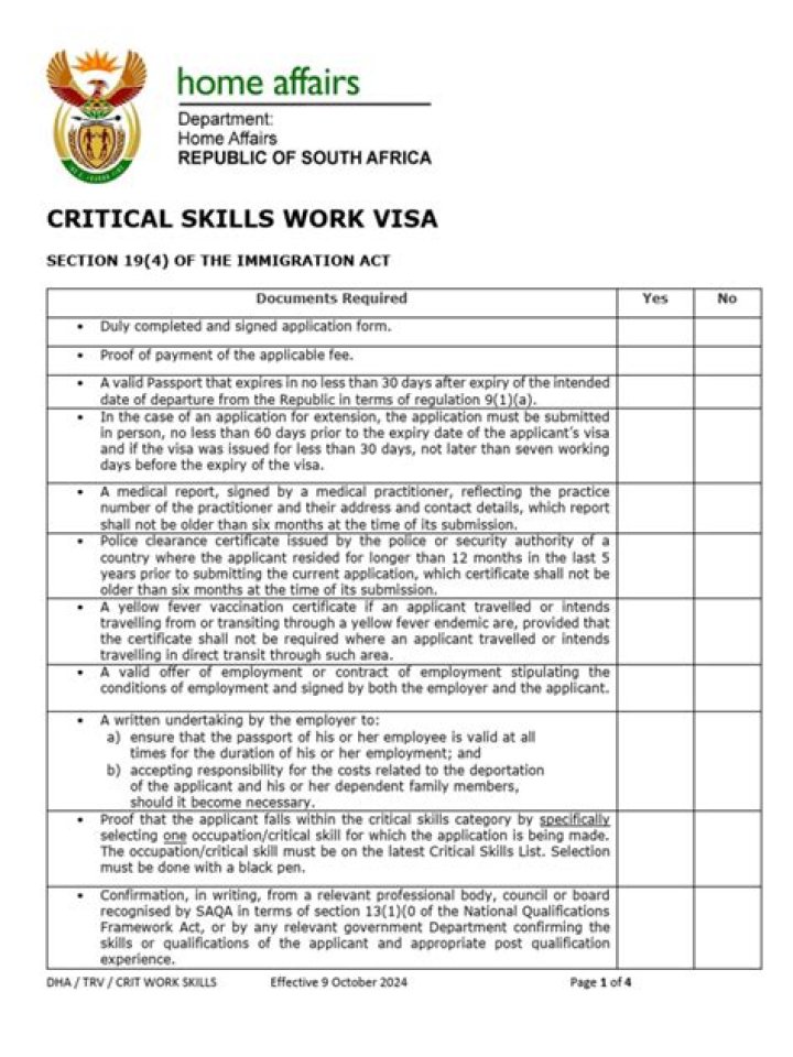 Critical Skills Visa South Africa: Official List & PDF Guide