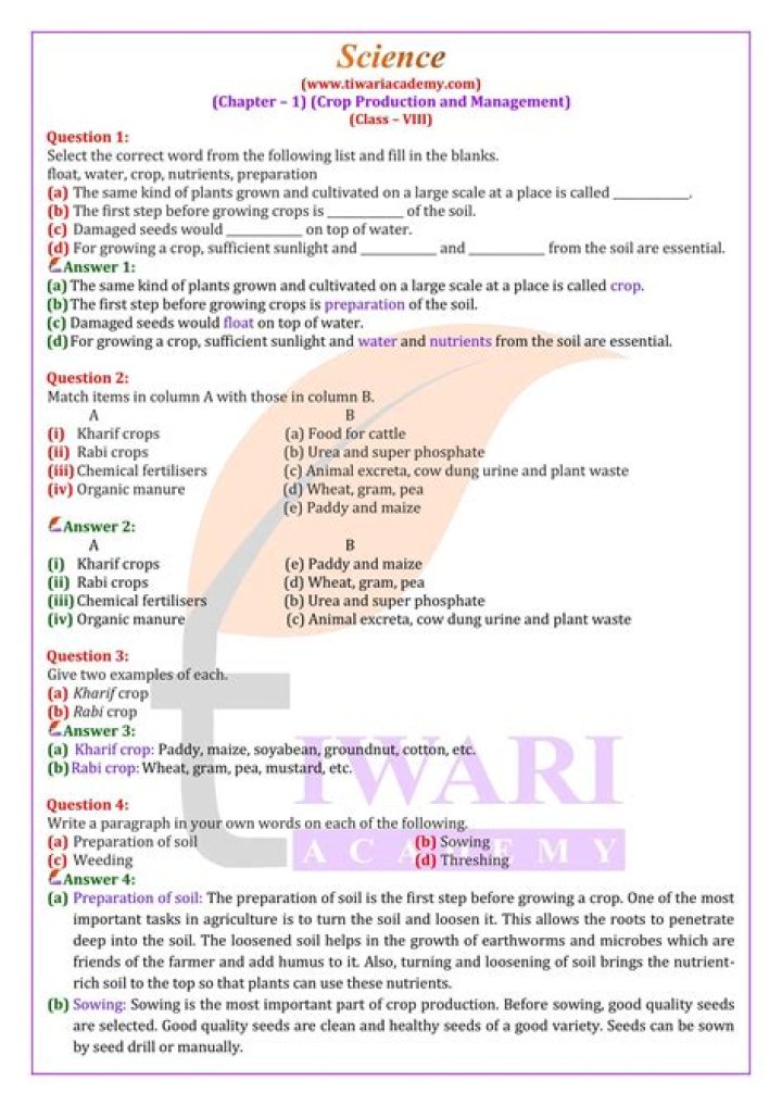 Crop Science Questions & Answers PDF: Expert Answers for Students and Farmers