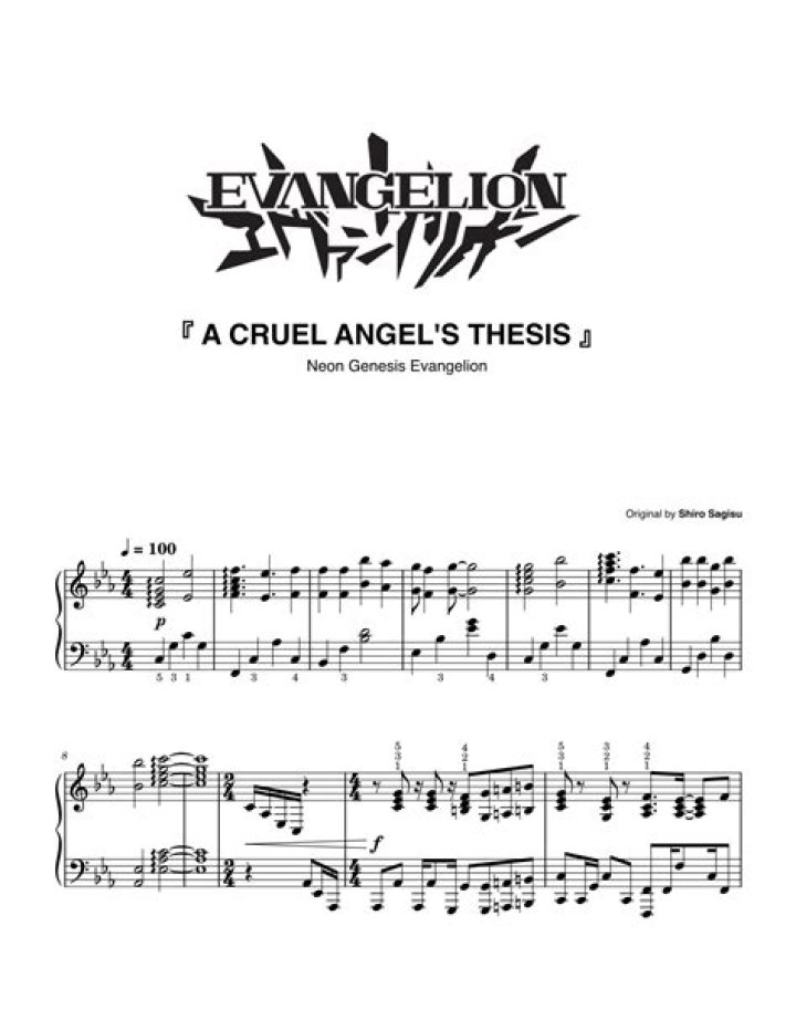 Cruel Angel's Thesis Piano Sheet Music PDF – Official Sheet Music Download