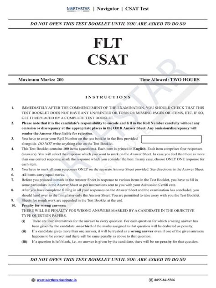 Download Free CSAT Test PDF for Instant Feedback