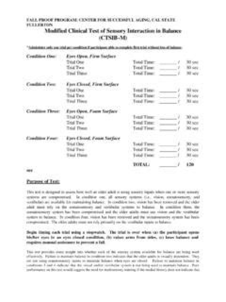 How to Perform a CTSIB Test: CTSIB Test PDF Guide