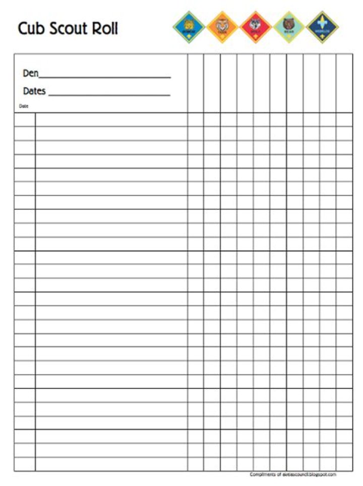 Cub Scout Attendance Sheet PDF for Easy Tracking