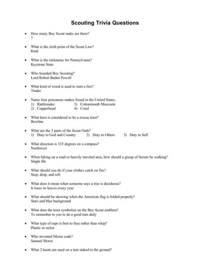 Cub Scout Trivia Questions PDF – Fun Facts & Fun Activities for Scouts