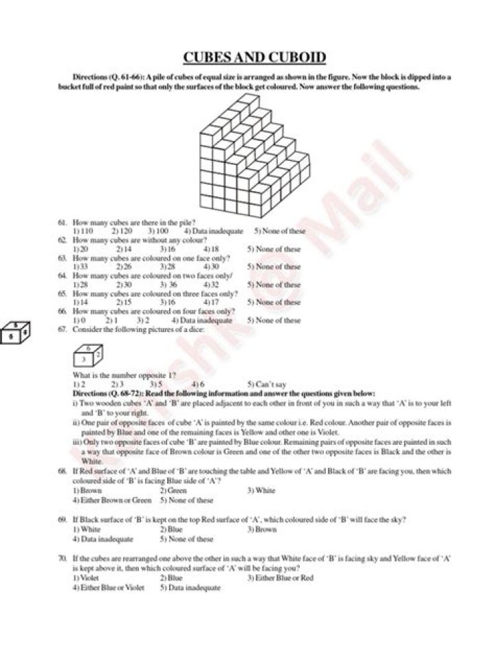 Cube Reasoning Questions PDF: Practice Critical Thinking Skills