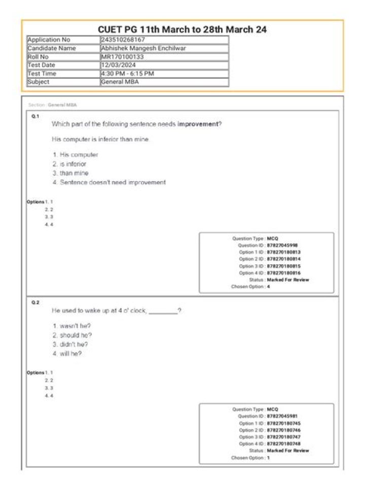 Cuet PG MBA 2024 Question Paper PDF – Complete Exam Papers Now