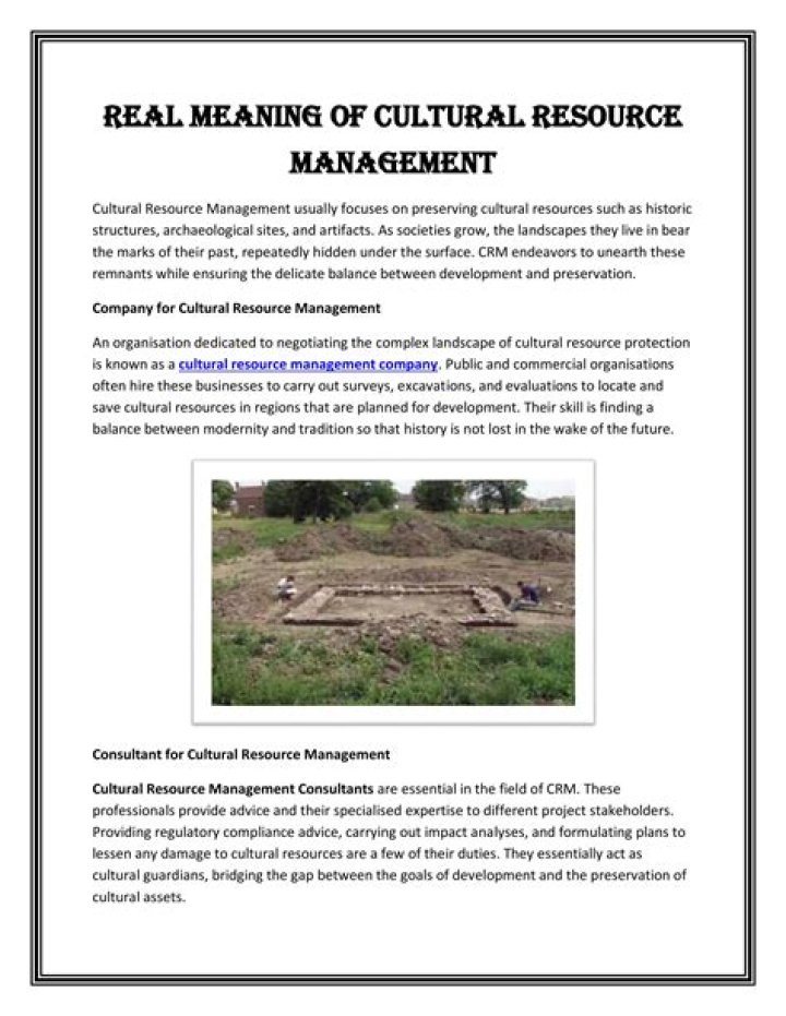 Cultural Resource Management PDF: Essential Guidelines for Preservation