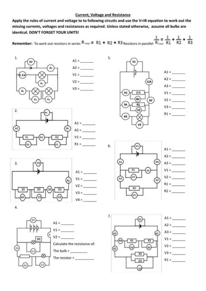 Current Voltage and Resistance Worksheet Answers PDF – Step-by-Step Solutions