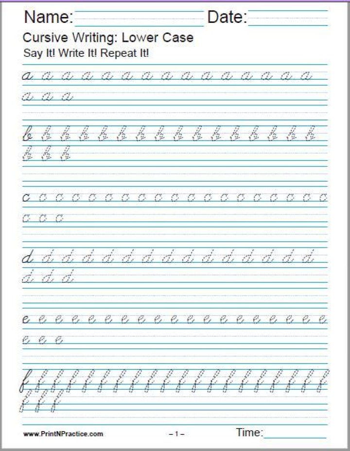 Cursive Handwriting Practice Worksheets PDF for Adults
