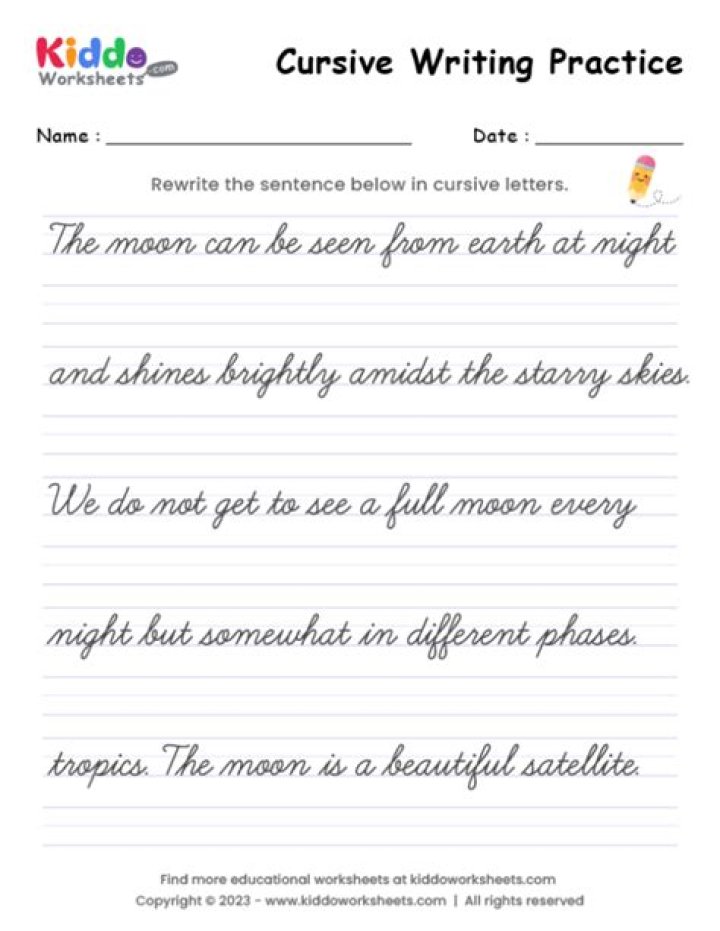 Free Cursive Writing Worksheets with Sentences PDF for Practicing Handwriting