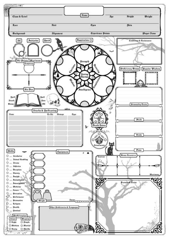 Custom 5e Character Sheet PDF for Tabletop RPGs