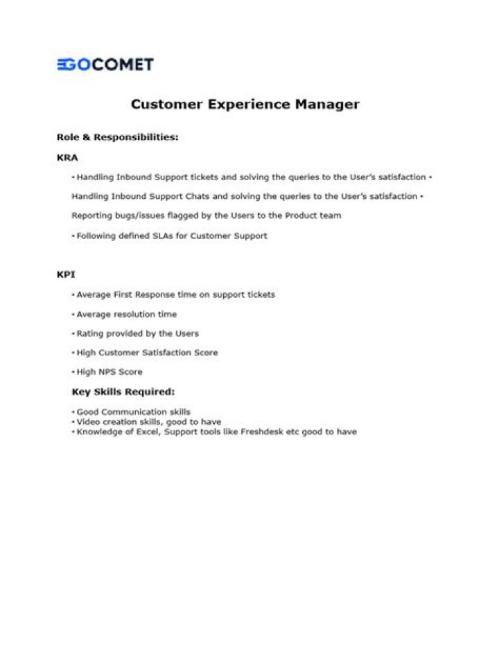 Customer Experience Manager Job Description PDF: Full Role Guide