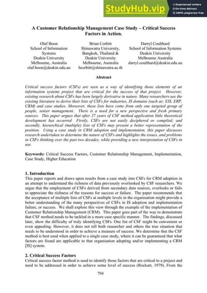 Customer Relationship Management Case Study: Real-World Success in PDF Format