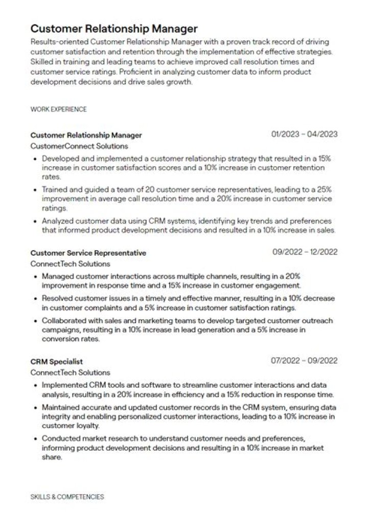 Customer Relationship Manager Resume PDF: Boost Your Job Application