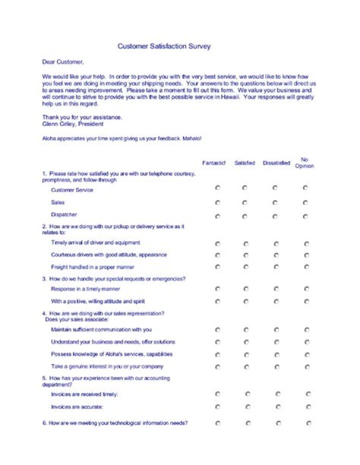 Customer Satisfaction Survey Questions PDF for Free Download