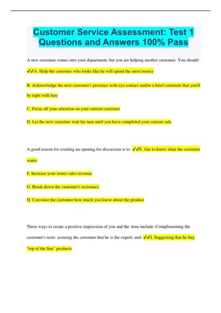 Master Customer Service with Our Free PDF Assessment Test