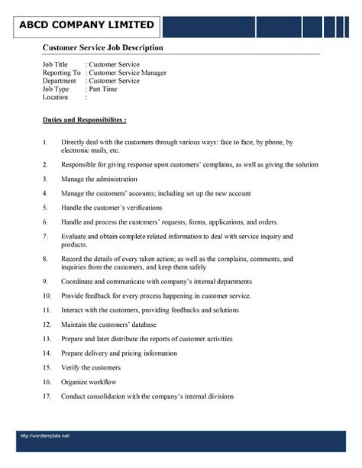Customer Service Manager Job Description PDF: Full Template & Guide