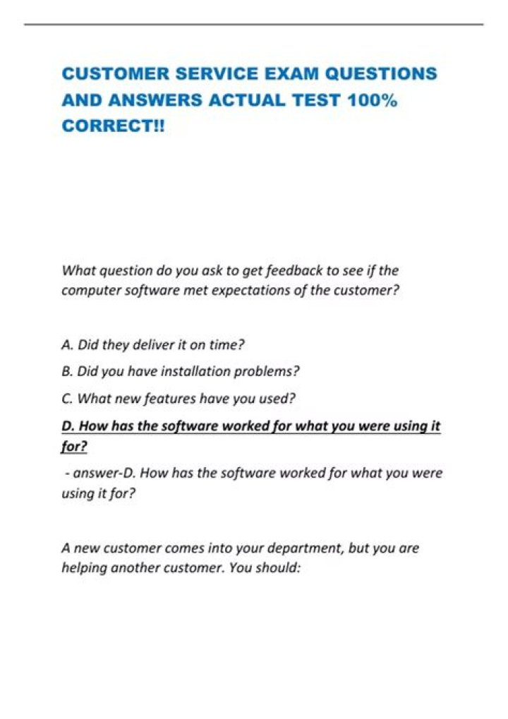 Customer Service Test Questions and Answers PDF – Free Download