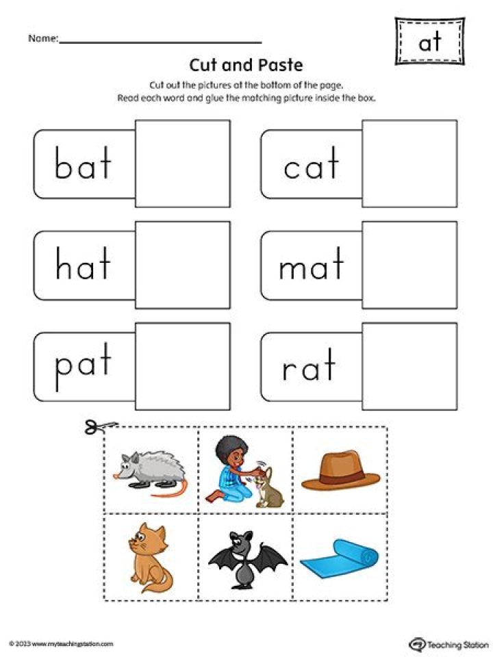 Free Cut and Paste Reading Worksheets PDF for Easy Learning