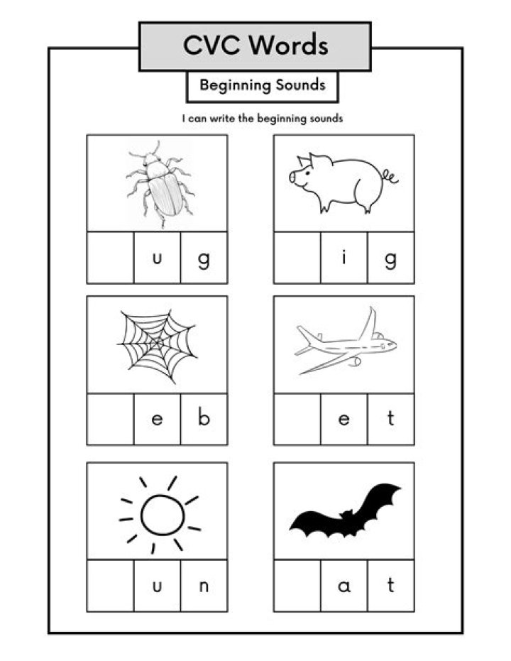 CVC Beginning Sounds Worksheets PDF – Printable Phonics Activities