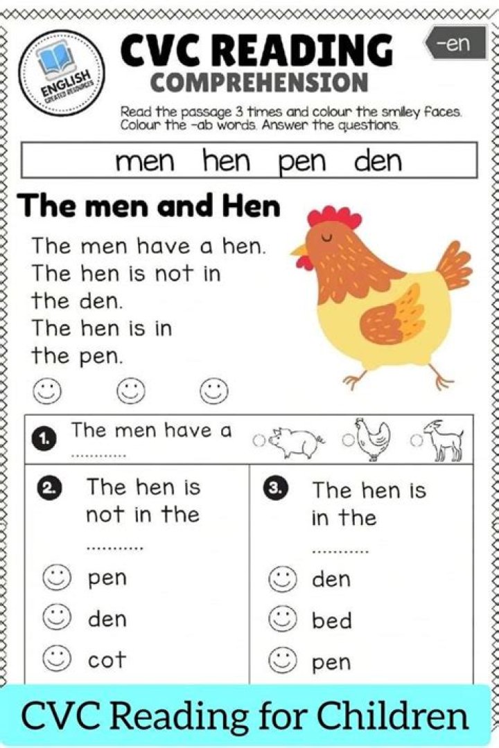 Free CVC Reading Worksheets PDF for Early Readers