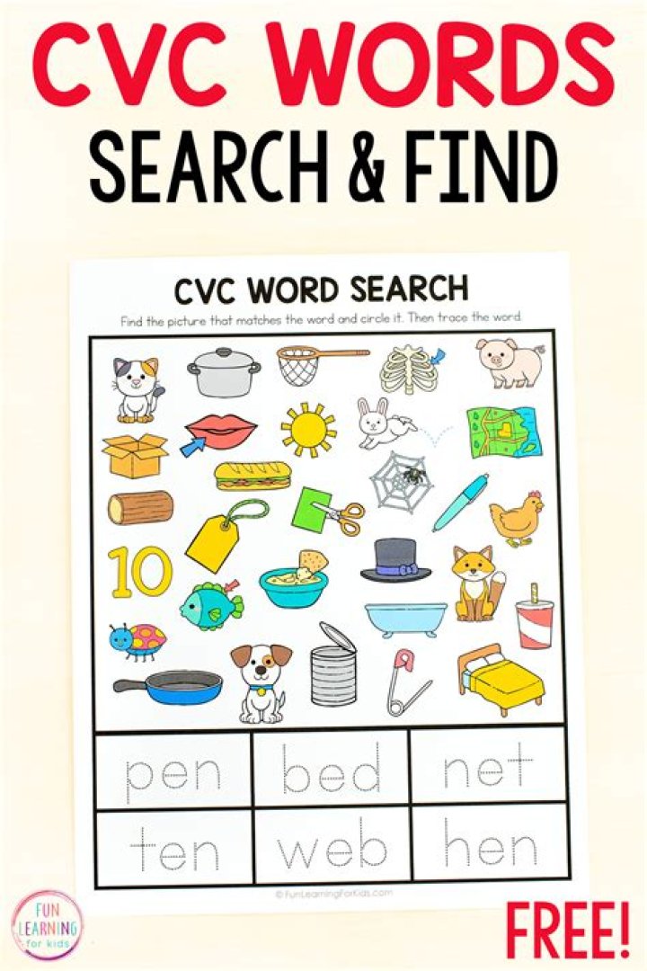 Free CVC Word Worksheets PDF for Early Reading Practice