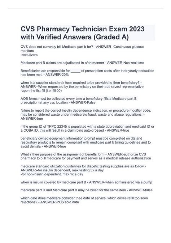 CVS Pharmacy Technician Assessment Test Answers PDF – Get Instant Study Guide