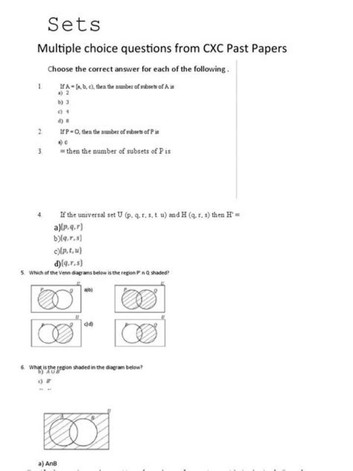 CXC Past Papers Multiple Choice with Answers PDF Download