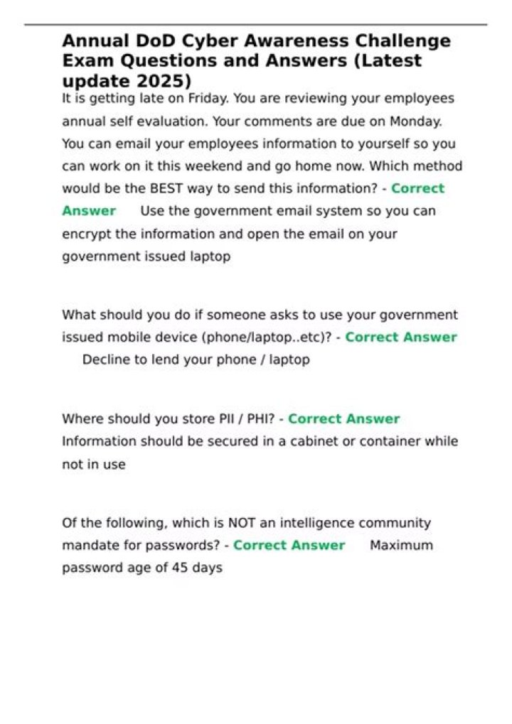2025 Cyber Awareness Answers PDF: Essential Training & Test Prep