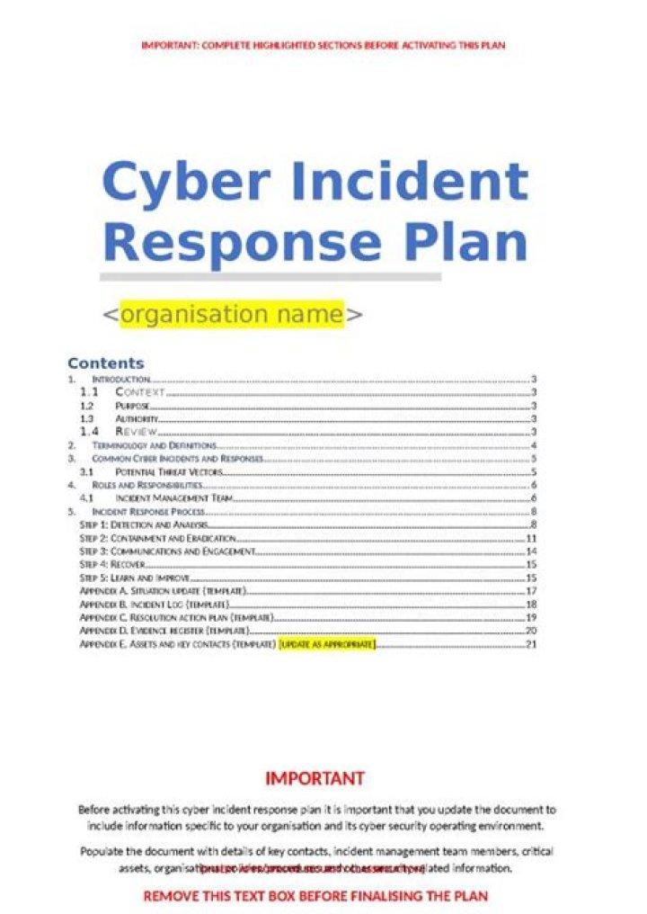 Cyber Incident Response Plan Template PDF: Secure Your Business Today