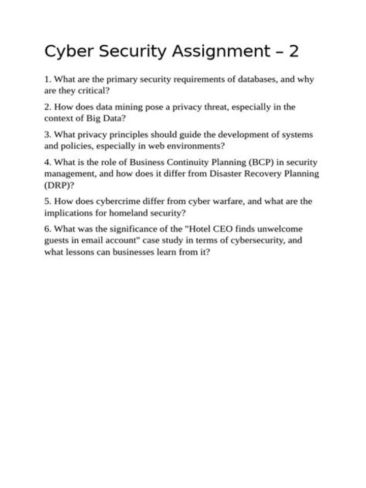 Cyber Security Assignment Questions and Answers PDF with Answers