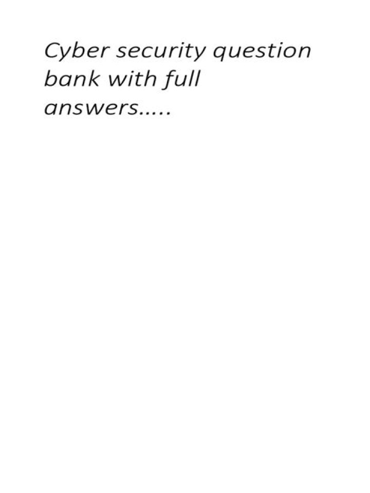 Cyber Security Question Bank with Answers PDF – Download Complete Study Guide