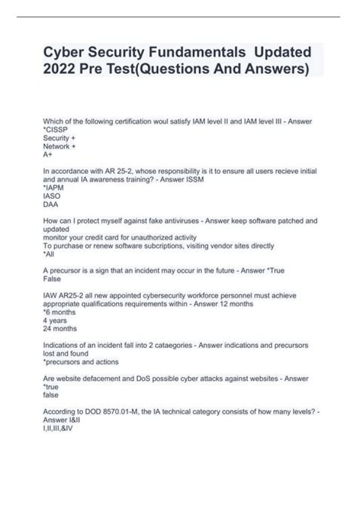 Free Cyber Security Quiz Questions and Answers PDF for Practice
