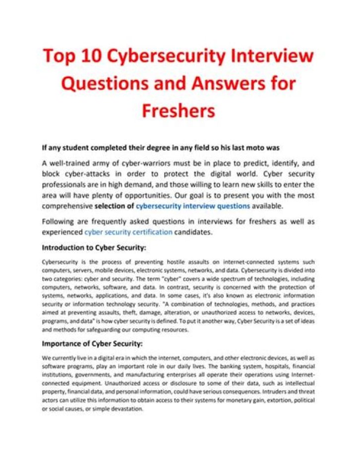Cybersecurity Interview Questions and Answers PDF Guide