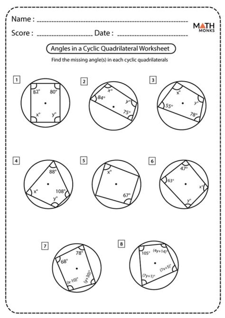 Cyclic Quadrilateral Worksheet PDF: Perfect for Geometry Practice