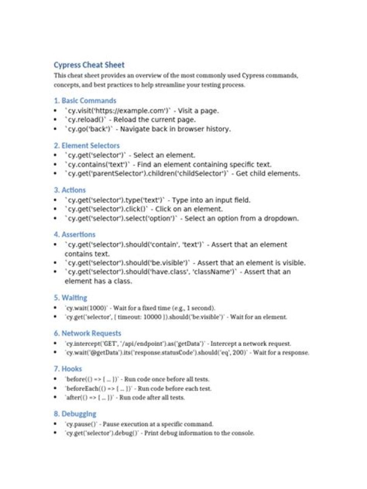 Cypress Cheat Sheet PDF: Essential Tips & Commands for Frontend Testing