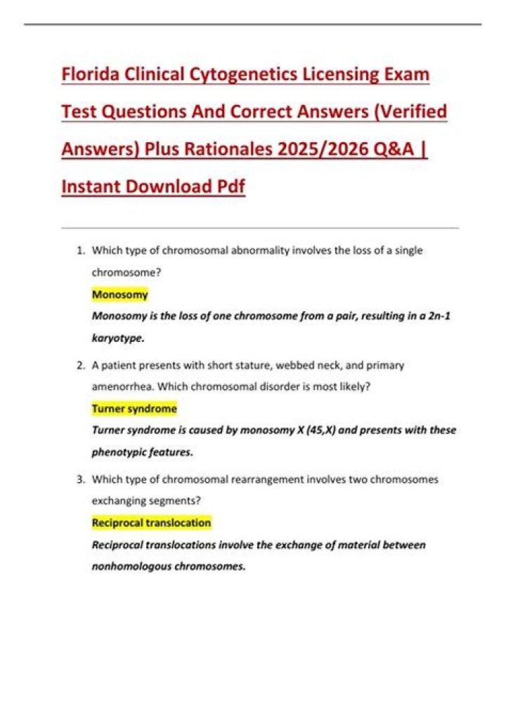 Cytogenetics Questions and Answers PDF: Essential Study Guide