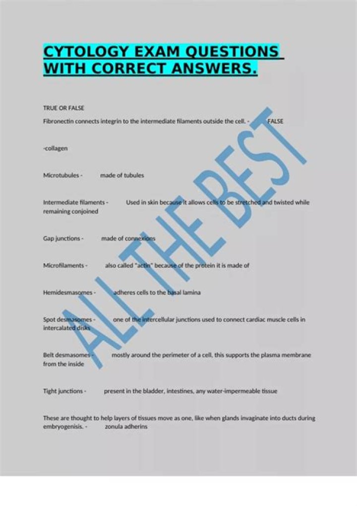 Cytology Questions & Answers PDF: Master Exam Prep