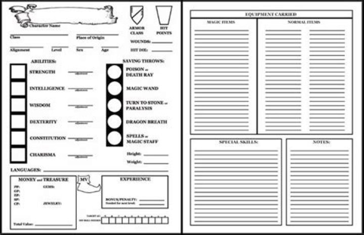 Free D&D 1E Character Sheet PDF – Instant Download
