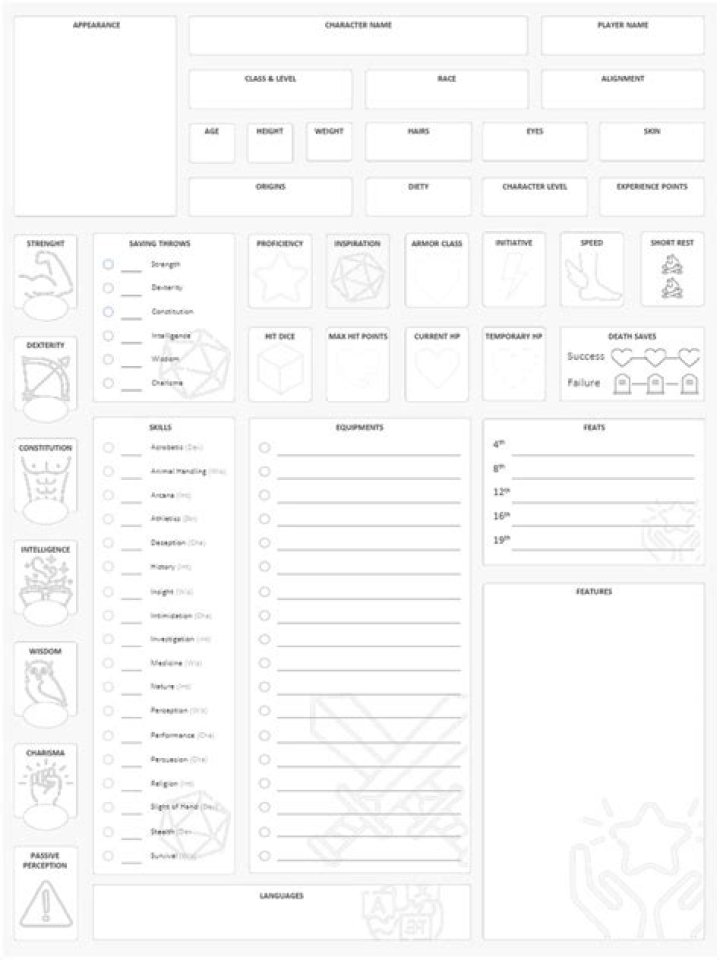 Free D&D 5E Blank Character Sheet PDF for Tabletop Gamers