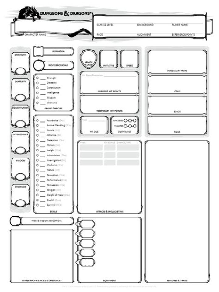 Free D&D 5th Edition Character Sheet PDF – Download Now