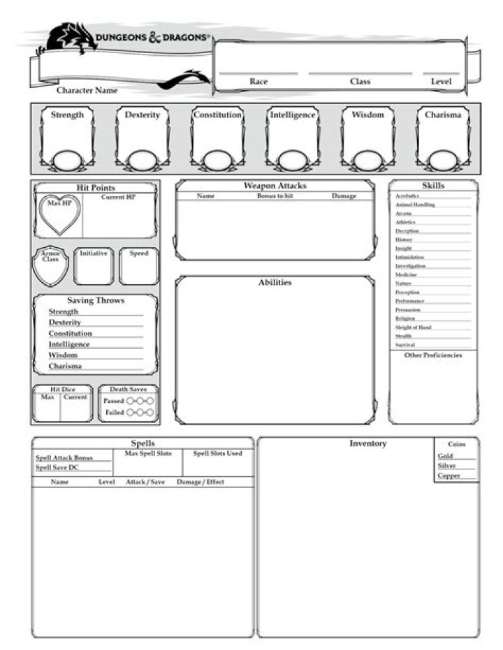 Download Free D&D 5th Edition Character Sheet PDF Fillable