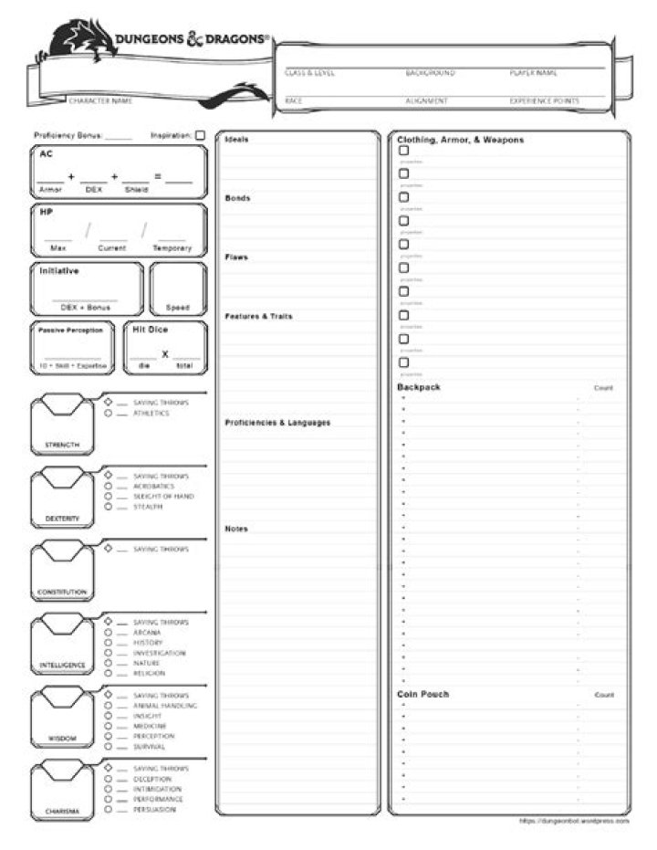Download Free D&D Character Sheet Printable PDF