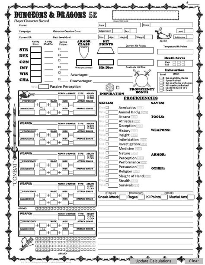 Ultimate D&D Player Character Record Sheets PDF for Easy Customization