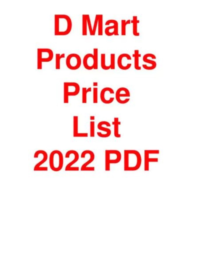 D Mart Products Price List PDF – Download Affordable Shopping Guide