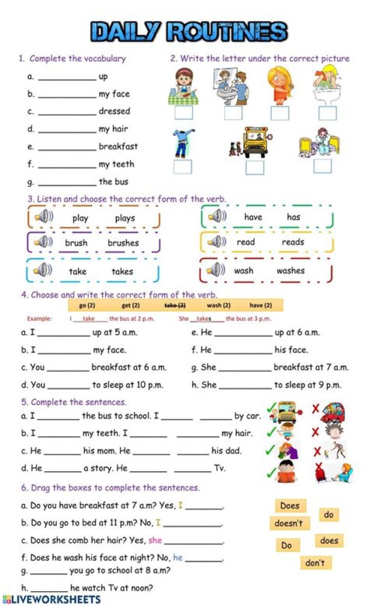 Daily Activities Worksheet PDF – Printable Routine Planner for Productivity
